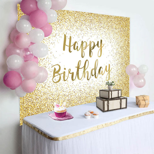 Lofaris White Gold Glitter Sparkle Birthday Party Backdrop