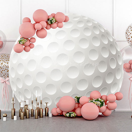 Lofaris White Golf Ball Sports Round Birthday Party Backdrop
