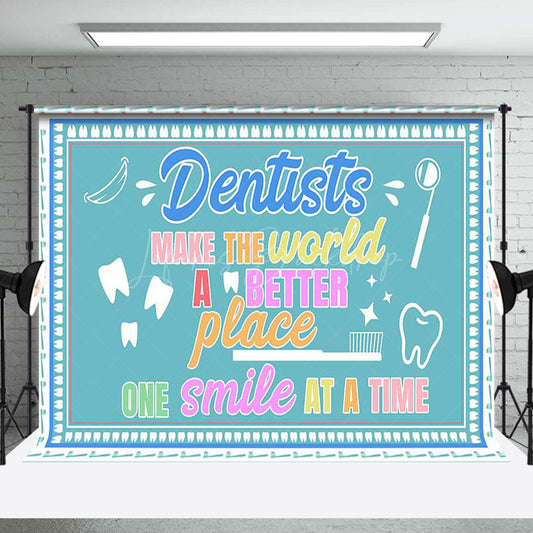 Lofaris White Green Thank Text Happy Dentists Day Backdrop