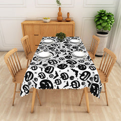 Lofaris White Halloween Rectangle Tablecloth with Jack O’ Lanterns and Bats for Kids Spooky Party Decorations