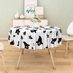 Lofaris White Halloween Round Tablecloth with Cute Ghost Pattern for Fun and Spooky Kids Party Decorations