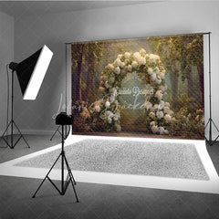 Lofaris White Hydrangea Wedding Arch Backdrop Round Floral Photo Prop Enchanted Garden Bridal Shower Decor