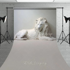 Lofaris White Lion Sculpture Sweep Backdrop Elegant Minimalist Portrait Photography Background