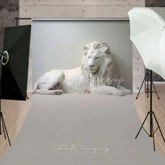 Lofaris White Lion Sculpture Sweep Backdrop Elegant Minimalist Portrait Photography Background