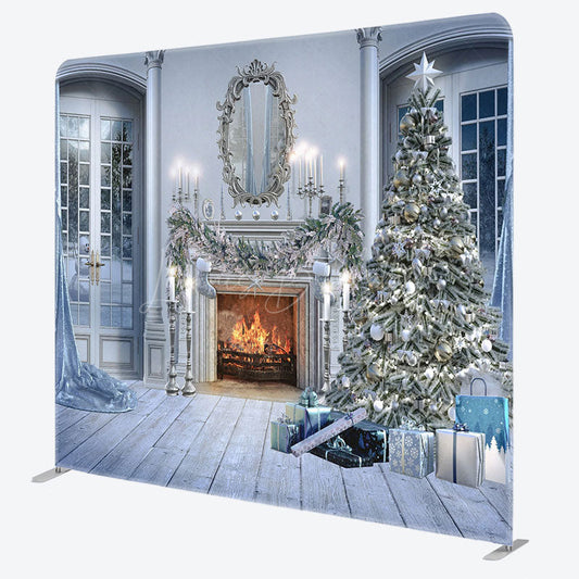 Lofaris White Luxury Fireplace Christmas Pillow Case Backdrop