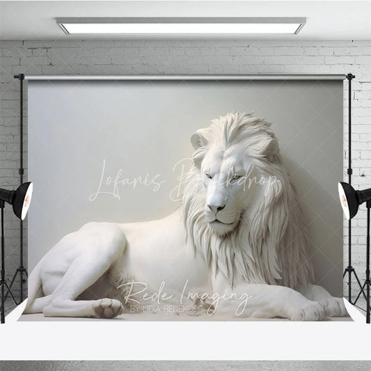 Lofaris White Majestic Lion Sculpture Photography Backdrop Elegant Fine Art Animal Portrait Background for Professional Studio