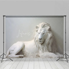 Lofaris White Majestic Lion Sculpture Photography Backdrop Elegant Fine Art Animal Portrait Background for Professional Studio