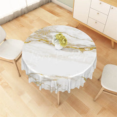 Lofaris White Marble Gold Vein Round Tablecloth Luxury Stone Texture Table Cover for Wedding