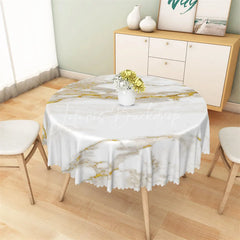 Lofaris White Marble Gold Vein Round Tablecloth Luxury Stone Texture Table Cover for Wedding
