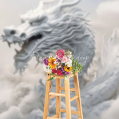 Lofaris White Mythical Dragon in Clouds Photography Backdrop Ethereal Fantasy Theme Majestic Portrait Studio Prop