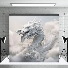 Lofaris White Mythical Dragon in Clouds Photography Backdrop Ethereal Fantasy Theme Majestic Portrait Studio Prop