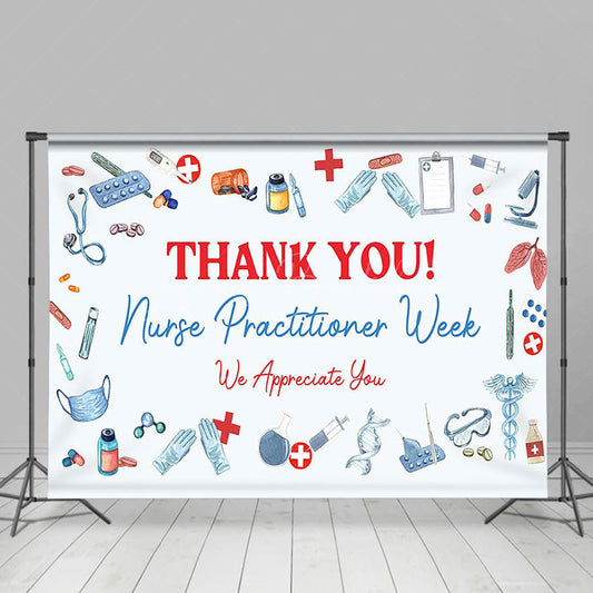 Lofaris White Nurse Practitioner Week Thank You Backdrop