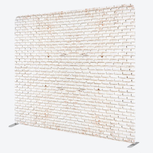 Lofaris White Old Style Brick Wall Square Tension Backdrop