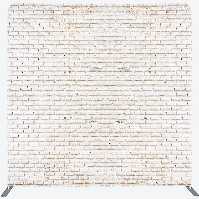 Lofaris White Old Style Brick Wall Square Tension Backdrop