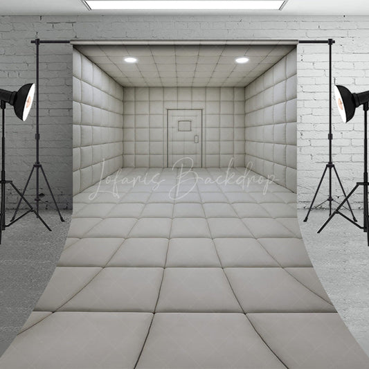Lofaris White Padded Room Sweep Backdrop Asylum Cell for Horror and Escape Minimalist Themed Photos