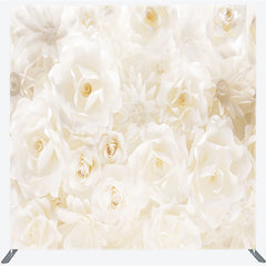 Lofaris White Paper Flower Tension Fabric Backdrop 3D Floral Wedding Decoration Elegant Rose Background