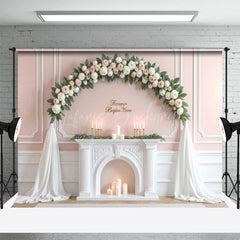 Lofaris White Pink Floral Sweet Candles Wedding Backdrop