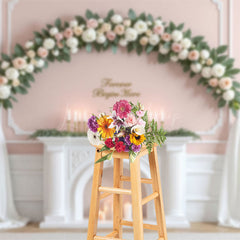 Lofaris White Pink Floral Sweet Candles Wedding Backdrop