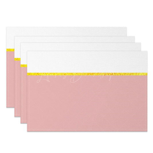Lofaris White Pink Gold Glitter Dining Set Of 4 Placemats