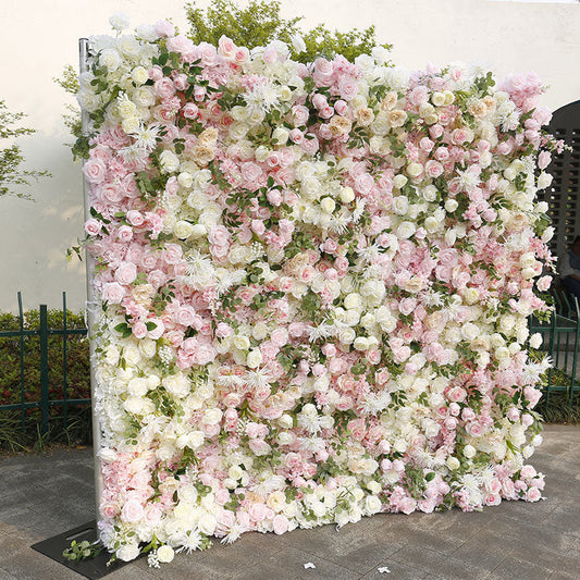 Lofaris White Pink Rose Plant Artificial Flower Wall For Decor