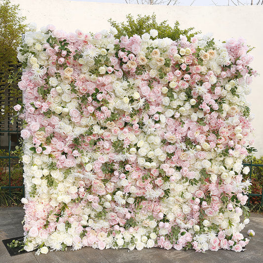 Lofaris White Pink Rose Plant Artificial Flower Wall For Decor
