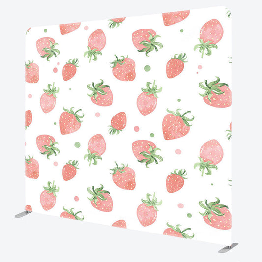 Lofaris White Pink Strawberry Fruit Pillow Cover Backdrop