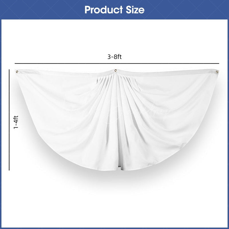 Lofaris White Pleated Fan Flag 4 Pcs Banner Half Polyester Patriotic Decor