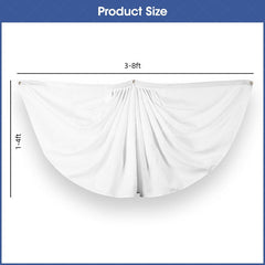 Lofaris White Pleated Fan Flag 4 Pcs Banner Half Polyester Patriotic Decor