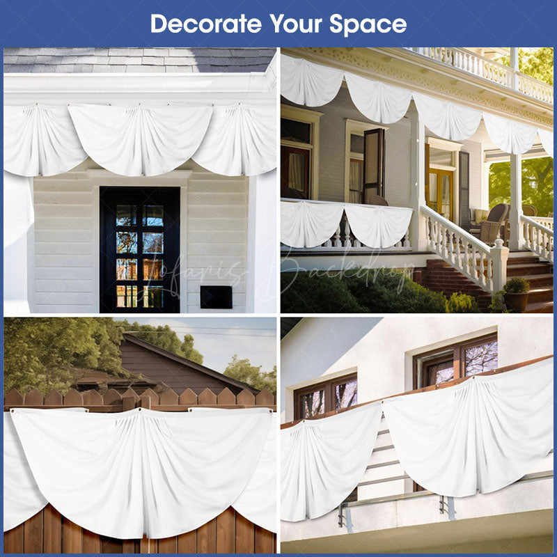 Lofaris White Pleated Fan Flag 4 Pcs Banner Half Polyester Patriotic Decor