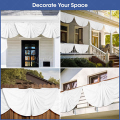 Lofaris White Pleated Fan Flag 4 Pcs Banner Half Polyester Patriotic Decor