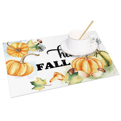 Lofaris White Pumpkin and Greenery Set of 4 Placemats for Modern Farmhouse Fall Thanksgiving Decor
