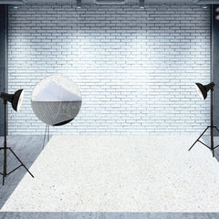 Lofaris White Quartz Stone Pattern Fabric Floor Backdrop