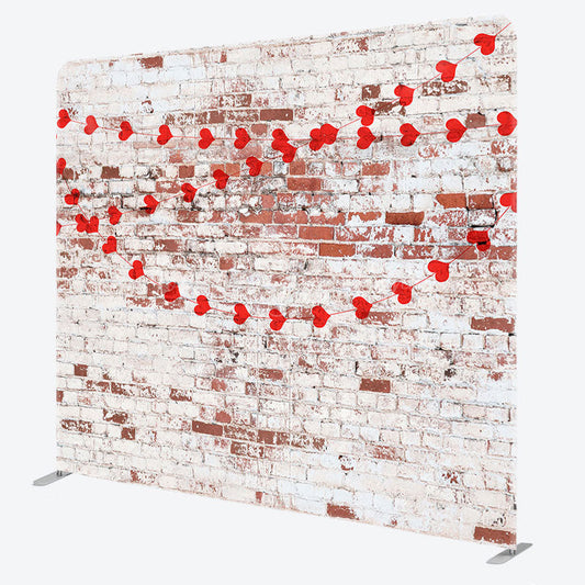 Lofaris White Red Bricks Wall Hearts Pillow Case Backdrop