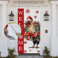 Lofaris White Red Snowy Big Cock Xmas Welcome Door Cover