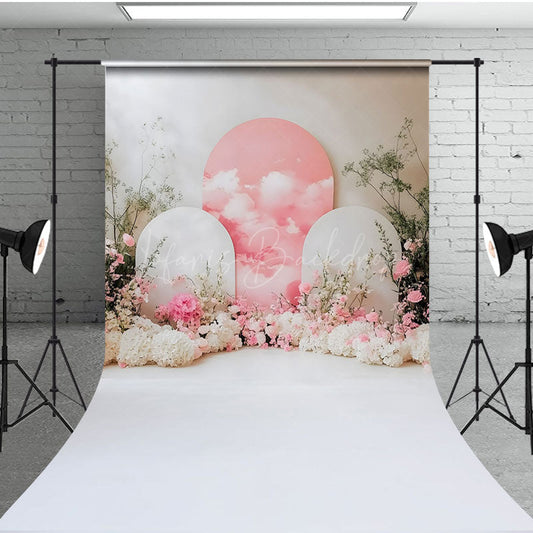 Lofaris White Romantic Arch Floral Wedding Sweep Backdrop