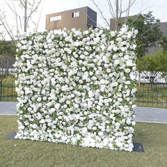 Lofaris White Rose and Green Foliage Artificial Flower Wall Elegant Wedding Party Decor Beautiful Event Backdrop