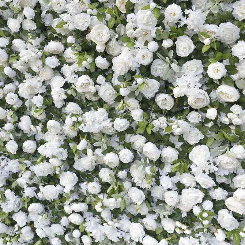 Lofaris White Rose and Green Foliage Artificial Flower Wall Elegant Wedding Party Decor Beautiful Event Backdrop