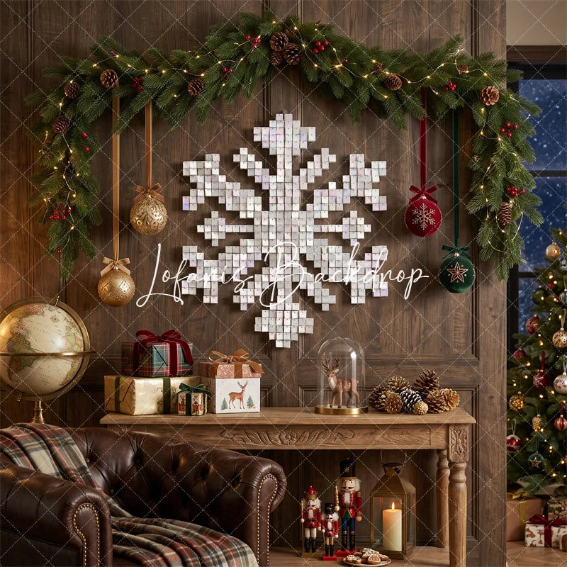 Lofaris White Shimmer Wall Snowflake Backdrop Winter Wonderland Christmas Party Decor