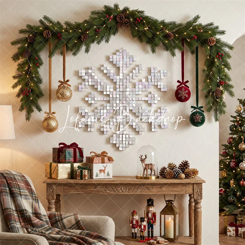 Lofaris White Shimmer Wall Snowflake Backdrop Winter Wonderland Christmas Party Decor