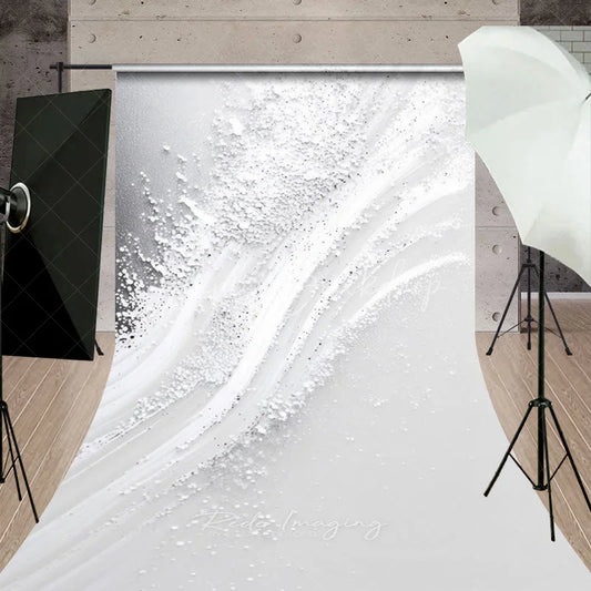 Lofaris White Silver Glitter Abstract Sweep Backdrop Elegant Textured Photography Studio and Event Background