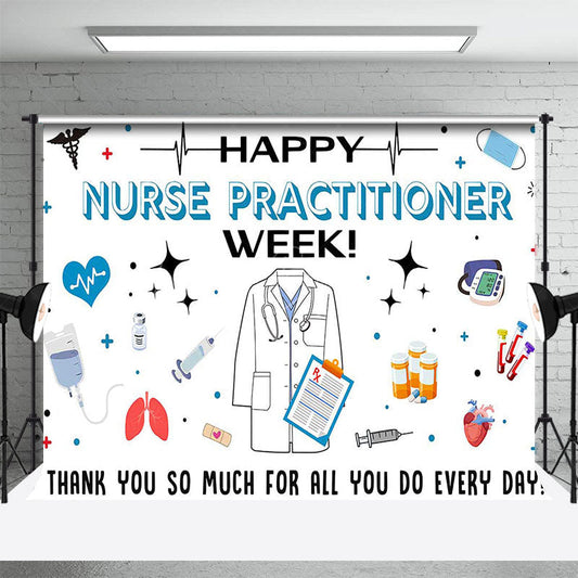 Lofaris White Simple Happy Nurse Practitioner Week Backdrop