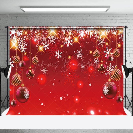 Lofaris White Snowflake Festive Red Christmas Bells Backdrop