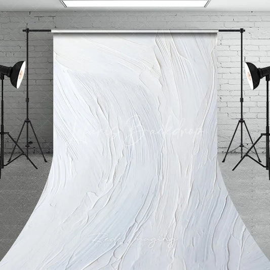 Lofaris White Textured Sweep Backdrop with Abstract Brush Strokes Elegant Minimalist Photography Studio Prop
