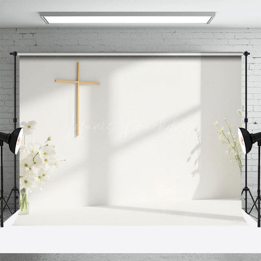 Lofaris White Wall Communion Minimalist Baptism Photo Backdrop