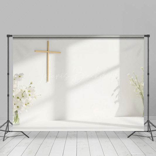 Lofaris White Wall Communion Minimalist Baptism Photo Backdrop