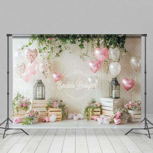 Lofaris White Wall Floral Plant Balloons Romantic Backdrop