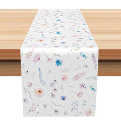 Lofaris White Wildflower Spring Dining Table Runner for Minimalist Botanical and Modern Farmhouse Kitchen