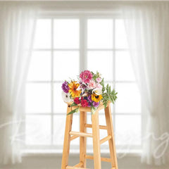 Lofaris White Window Sheer Curtains Backdrop Bright Natural Light Photography Studio Prop for Portraits