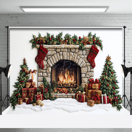 Lofaris White Winter Christmas Decor House Holiday Backdrop