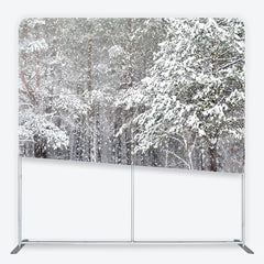Lofaris White Winter Forest with Falling Snow Square Double-Sided Backdrop Serene Snowy Landscape for Holiday Photography